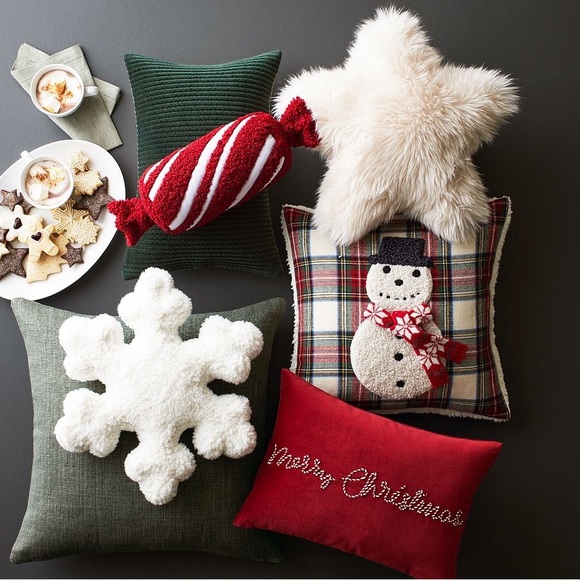 Pottery Barn Cute and Cuddly Archie The Snowman Applique Plaid Pillow Cover ☃️ - Picture 3 of 16